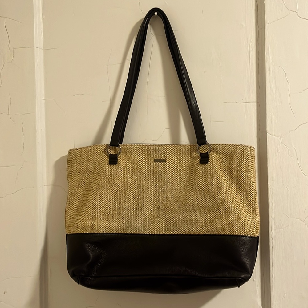 Hammitt Andersen leather/ raffia tote